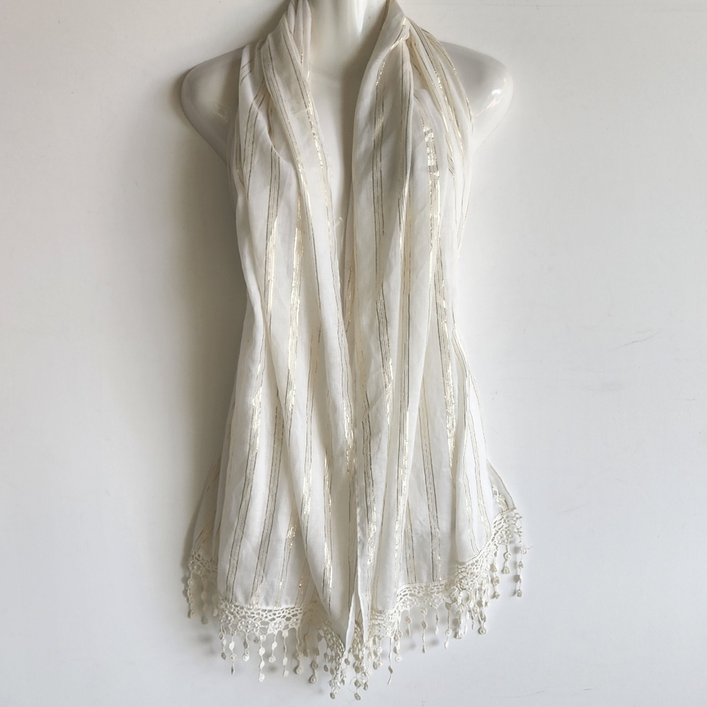 Abercrombie Gloden Striped Sheer Rectangle Scarf